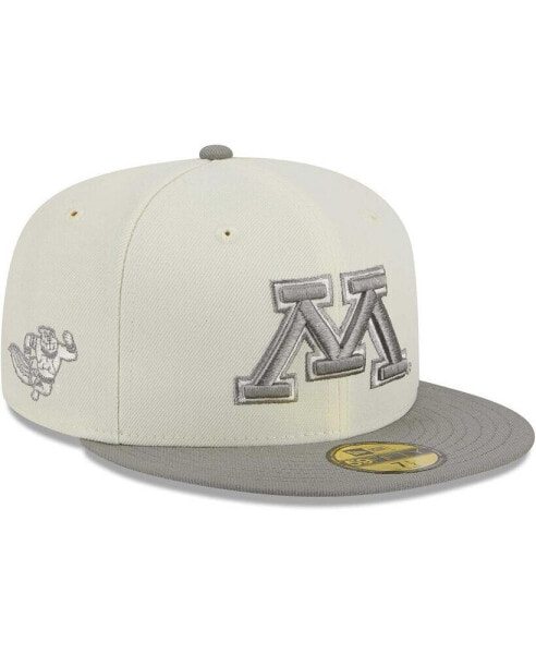 Men's Stone, Gray Minnesota Golden Gophers Chrome and Concrete 59FIFTY Fitted Hat