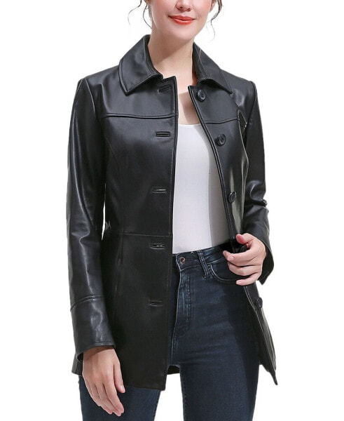 Women's Sofia Leather Car Coat