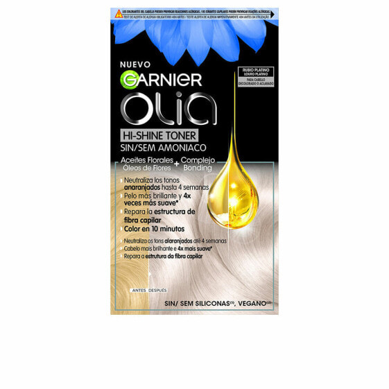 Полуперманентное окрашивание Garnier Olia Hi-Shine Toner Nº 10.01 Платиновый блонд Без аммиака 3 Предметы