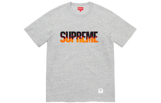 Supreme FW19 Week 1 Flame S/S Top 火焰Logo短袖T恤 男女同款 灰色 送礼推荐 / Футболка Supreme FW19 Week 1 Flame SS Top LogoT SUP-FW19-024