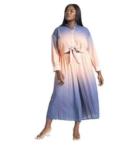 Plus Size Pleated Ombre Cover-Up Culotte