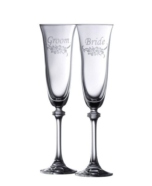 Floral Bride and Groom Liberty Flute Set