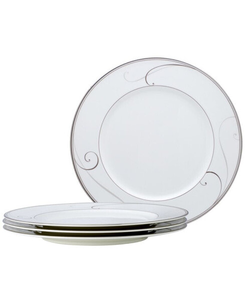 Platinum Wave Set of 4 Dinner Plates, Service For 4