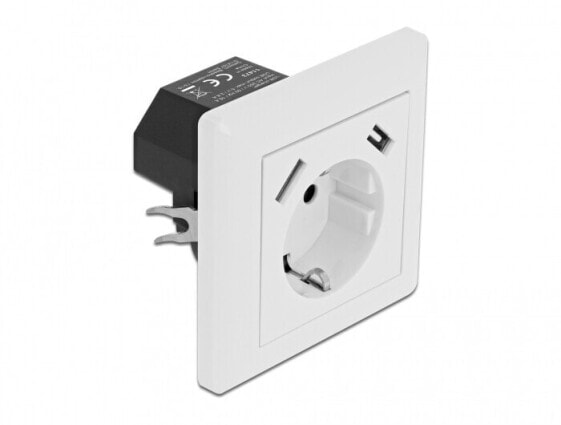 Delock 11473 - 2 x USB + CEE 7/3 - White - Plastic - 250 V - 0.2 A - 50 Hz