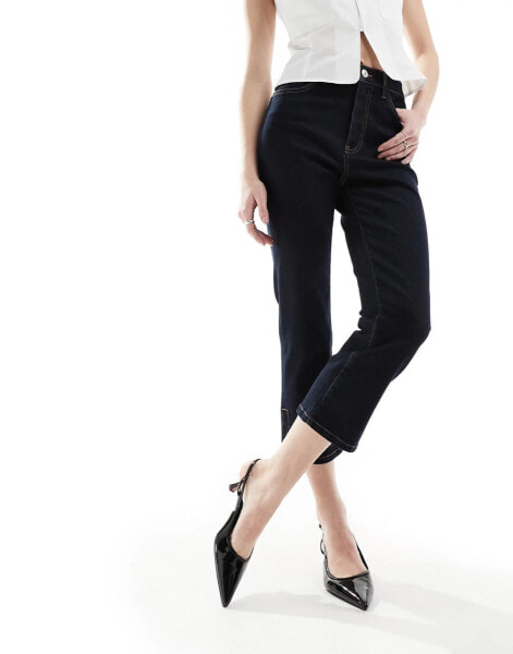 Mango cropped pedal pusher jeans in dark blue