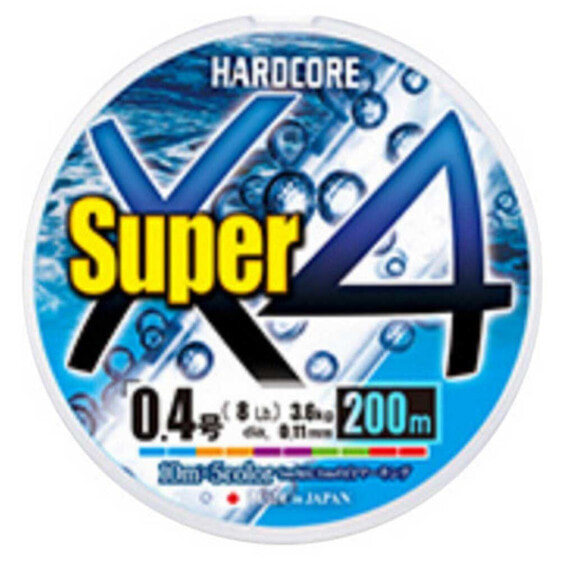 Плетеный шнур для рыбалки DUEL Hardcore Super X4 1,5 номер 200 м 25 фунтов 10 кг 0,21 мм