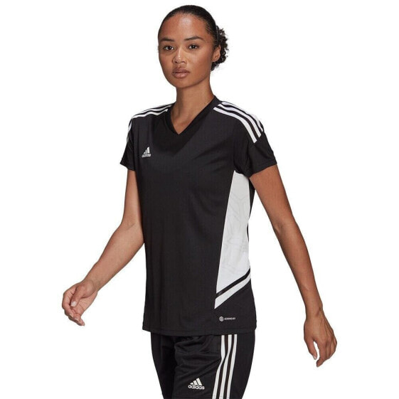 adidas Condivo 22 Womens Football T-Shirt Sports Jersey Black Teamwear Top