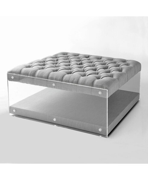 Audrey Button Tufted Cocktail Ottoman with Acrylic Sides