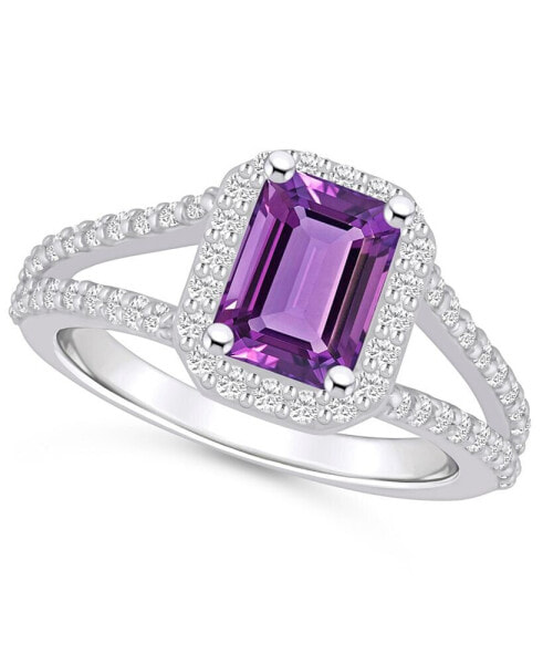 Кольцо Macy's Amethyst and Diamond Halo