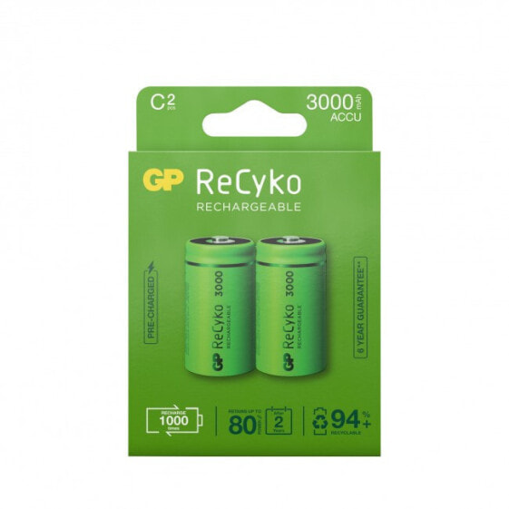Аккумулятор перезаряжаемый GP Battery ReCyko - C - Nickel-Metal Hydride (NiMH) - 1,2 В - 2 шт - 3000 мАч