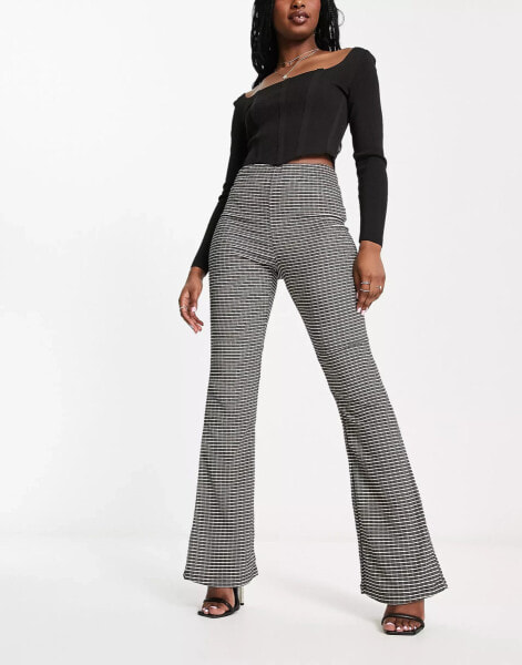 Edited grid check flare trousers co-ord