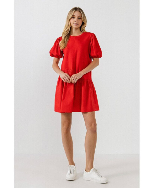 Women's Knit Woven Mixed Dress