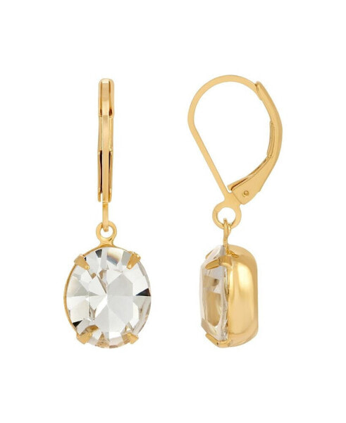 14K Gold-tone Oval Crystal Earrings