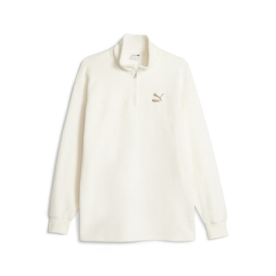 Puma Classics Fleece Quarter Zip Jacket Mens Off White Casual Athletic Outerwear
