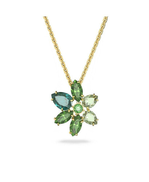 Crystal Mixed Cuts Flower Gema Pendant Necklace