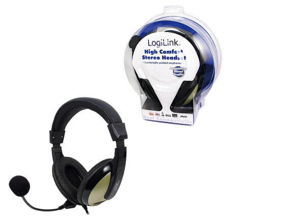 Игровая гарнитура LogiLink Stereo Headset черная 2.5 м Binaural CE ROHS проводная