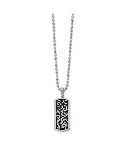 Chisel polished Enameled Swirl Design Dog Tag on a Ball Chain Necklace