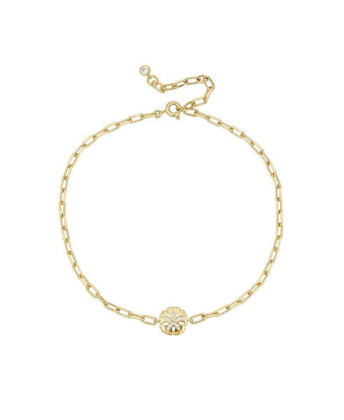 Gold Cubic Zirconia Sand Dollar Anklet