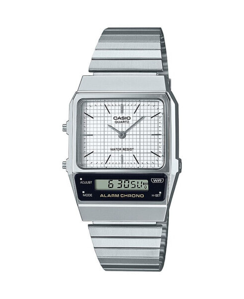Men's White Faced Silver-Tone Stainless Steel Bracelet Watch, 30.6mm