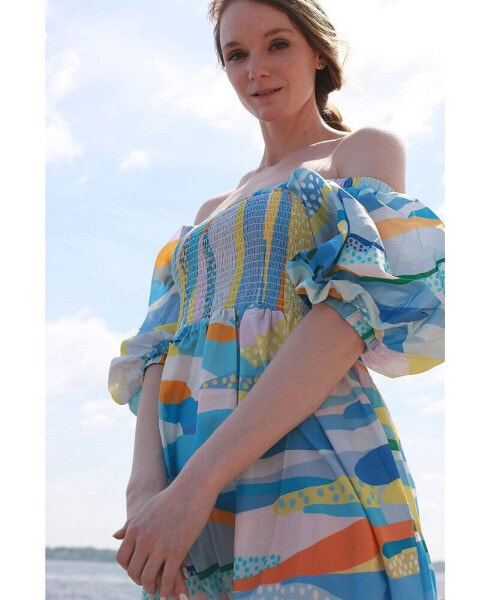 Платье из хлопка и шелка Jessie Zhao New York "Ландшафт"