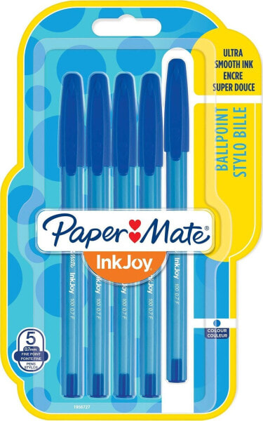 Paper Mate PAPER MATE Kugelschreiber InkJoy 100 Kappe 5er blau M 1.0mm Blister