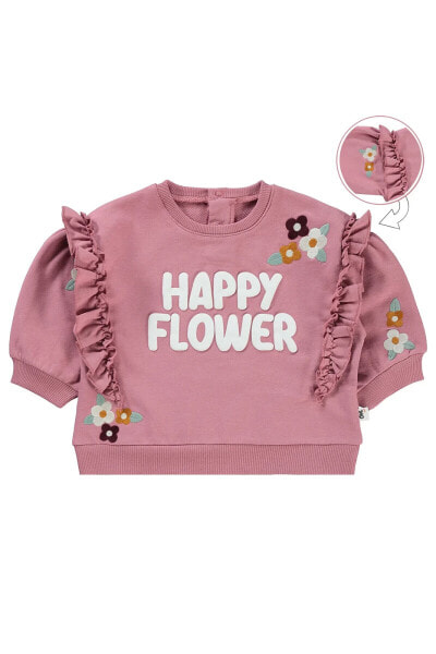 Kız Bebek Sweatshirt 6-18 Ay Gül Kurusu