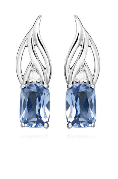 Unique silver earrings with blue synthetic spinel SC464
