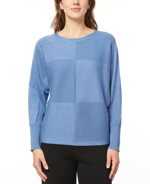 Women's Ribbed Block-Stitch Dolman-Sleeve Sweater