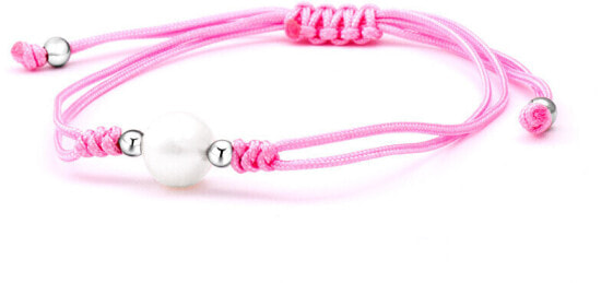 Lace pink kabbalate bracelet with real pearl AGB540