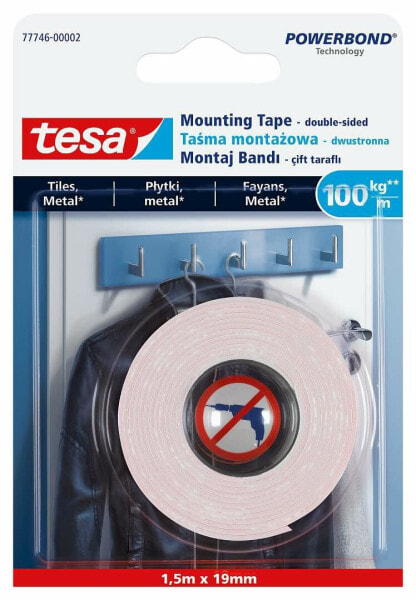 Монтажная лента Tesa для плитки 1.5x19, бренд Tesa, модель DWE 399, характеристики: вес 5.5 кг