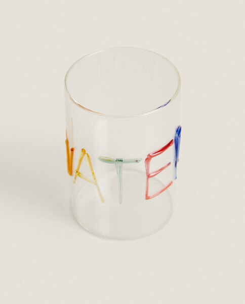 Borosilicate glass tumbler with letters