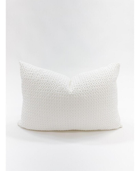 White 14x20 Down Alternative Cotton Waffle Weave Pillow