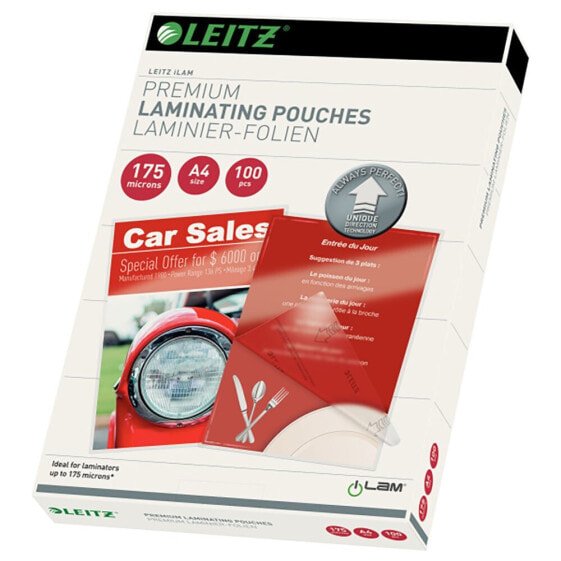 LEITZ A4 175 Microns Laminating Pouches 100 Units