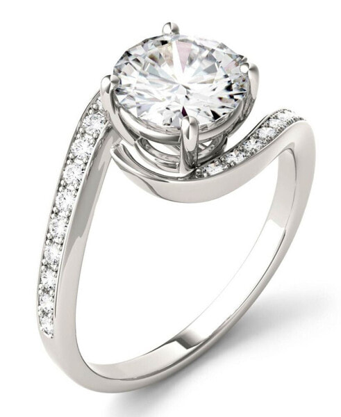 Moissanite Round Swirl Engagement Ring (1-3/4 ct. t.w. Diamond Equivalent) in 14k White Gold