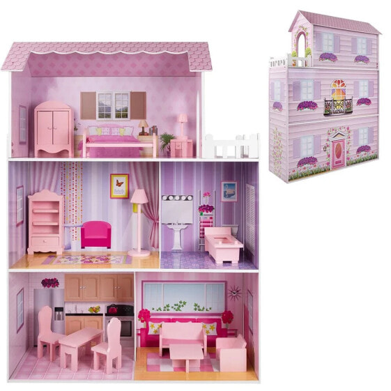 Деревянная кукольный домик с мебелью WooMax "WOOMAX Wooden Dollhouse"