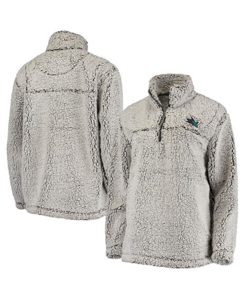 Women's Gray San Jose Sharks Sherpa Quarter-Zip Pullover Jacket