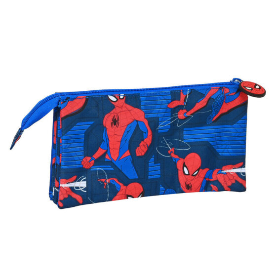 Школьный пенал Spiderman Great power 22 x 12 x 3 cm Синий Красный