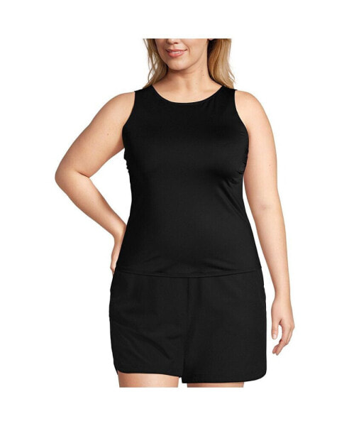 Plus Size DD-Cup Chlorine Resistant High Neck UPF 50 Modest Tankini Swimsuit Top
