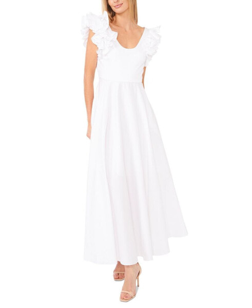 Women's Ruffled Cap Sleeve Maxi Dress