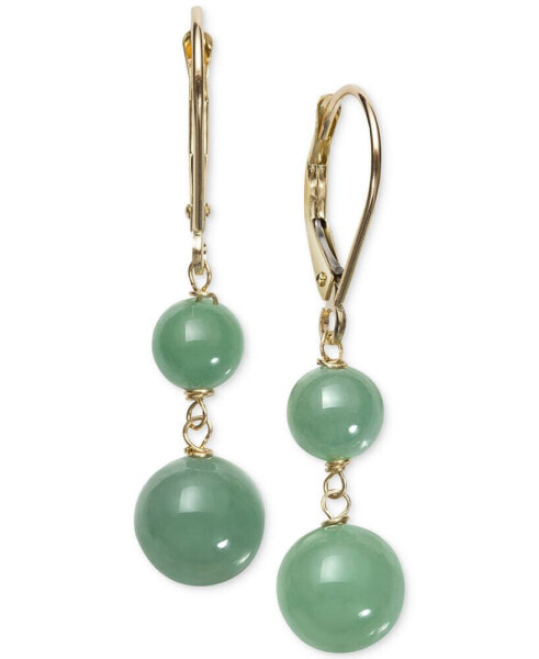 Dyed Jade (6 & 8mm) Beaded Drop Earrings in 14k Gold