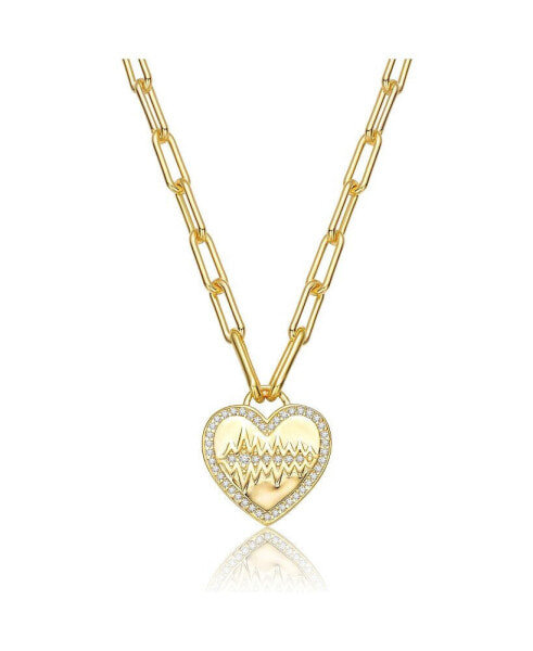 Chic Teens/Young Adults 14K Gold Plated Cubic Zirconia Heart Charm Necklace
