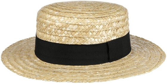 Lipodo Circular Saw Straw Hat Beige Women/Men - Sun Hat Made of 100% Wheat Straw - Boater Made in Italy - Gondolier Hat for Spring/Summer - Hat with Grosgrain Ribbon