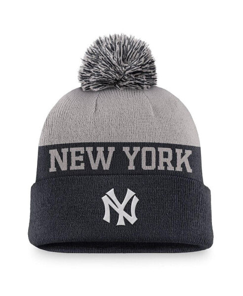 Men's Navy New York Yankees Rewind Peak Cuffed Knit Hat with Pom