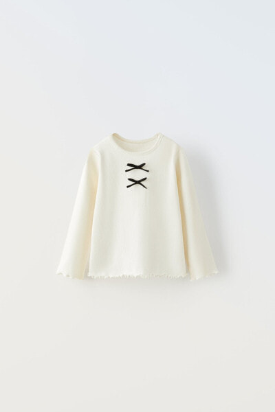 Ribbed t-shirt with bows
