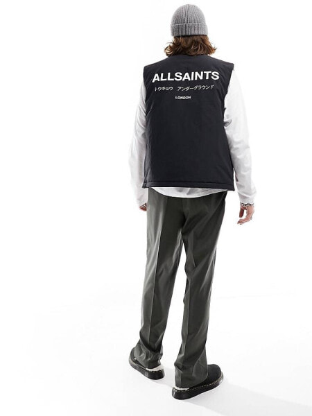 AllSaints Underground reversible gilet in leopard print