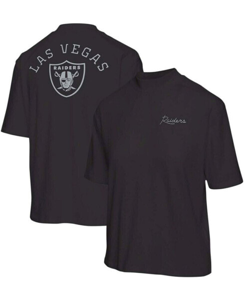 Women's Black Las Vegas Raiders Half-Sleeve Mock Neck T-shirt