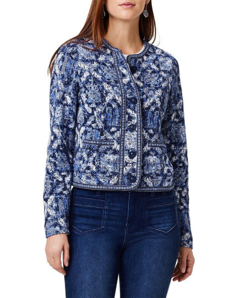 Nic+Zoe Indigo Geo Knit Jacket Women's