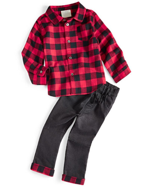 Костюм для малышей First Impressions Рубашка в клетку и джинсы, 2-х предметный набор, созданный для Macy's