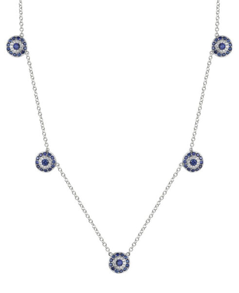 Macy's lab-Grown Sapphire (1-1/10 ct. t.w.) & Lab-Grown White Sapphire (1/6 ct. t.w.) 17" Collar Necklace in Sterling Silver