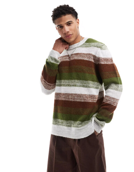 ASOS DESIGN relaxed knitted brushed jumper with space dye design